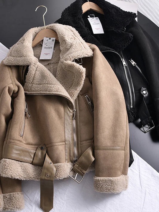 FAUX SHEARLING MOTO JACKET